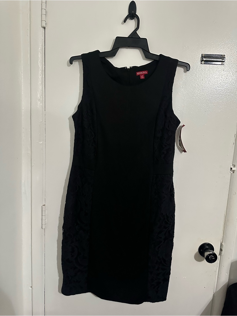 Merona Black Lace-Panel Sleeveless Sheath Dress